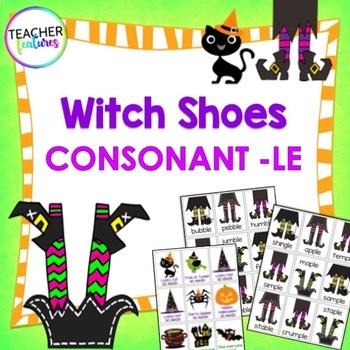 Preview of HALLOWEEN CONSONANT LE GAME 1st & 2nd Grade PHONICS ACTIVITY Witches Shoes