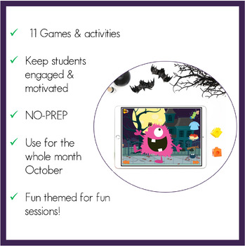 Halloween Games and Activities BOOM Cards Speech Therapy by B's SLP