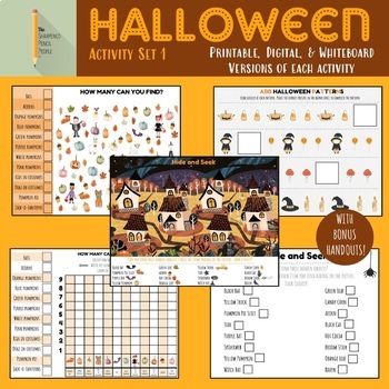 Preview of Halloween Games and Math Review Activities Set 