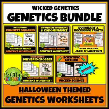 Preview of Halloween Genetics Worksheet Bundle