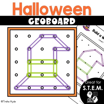 Preview of Halloween Geoboard Task Cards STEM Activity