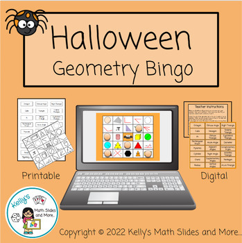 Preview of Halloween Geometry Bingo Game - Digital & Printable
