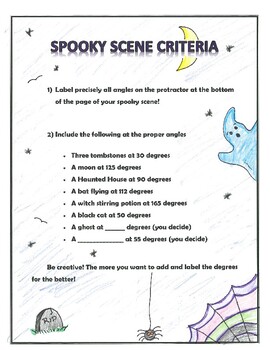 Preview of Halloween Geometry Math Protractor Fun Activity Project