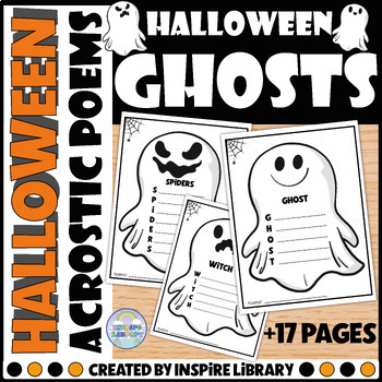 Preview of Halloween Ghost Acrostic Poems Writing - Craft Poetry Activities Bulletin Board