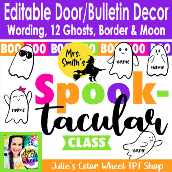 Preview of Halloween Ghost Cute Door Bulletin Board Decor/Decorations, for WORD