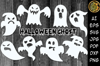 Preview of Halloween Ghosts Silhouette SVG Clip Art