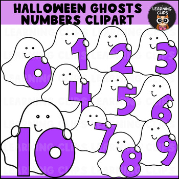 Preview of Halloween Ghosts with Numbers Clipart {Halloween clipart}