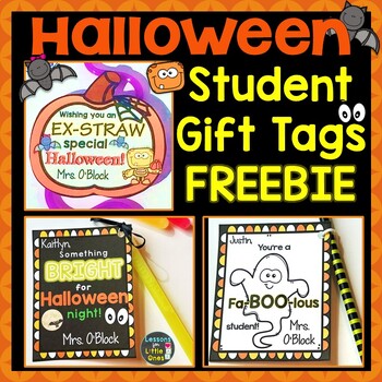 Preview of Halloween Gift Tags Free, Halloween Gifts for Students (Editable)
