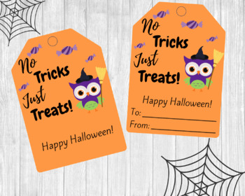 Halloween Gift Tags Printable / Cute Owl Treat Gift Tags / Cookie and ...