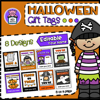 Preview of Halloween Gift Tags | Treat Bag Labels Editable Name