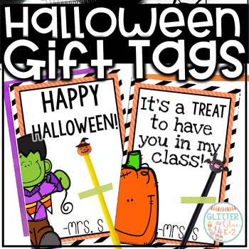 Preview of Halloween or October Gifts Tags for Students With Editable Name - Free