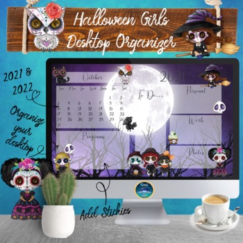 Preview of Halloween Girls Desktop Organizer