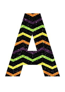 Preview of Halloween Glitter Prints | A-Z 0-9 Decor Printable Bulletin Board Letters Number