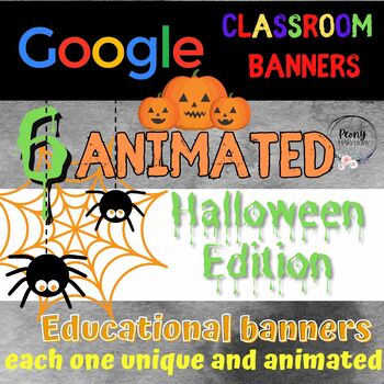 Preview of Halloween Google Classroom Banners | ANIMATED Headers