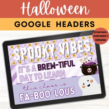 Preview of Halloween Google Classroom Header Fall Animated Banner for Distance Learning