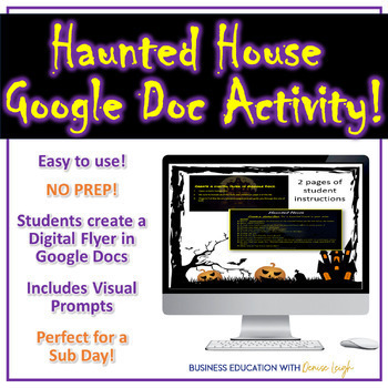 Preview of Halloween Google Docs Digital Activity - Computer Applications Class Lesson