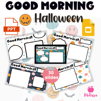 Preview of Halloween Google Slides Templates | Retro | October Morning Meeting