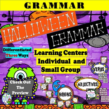 Preview of Halloween Grammar  Centers: Featuring  Differentiated Activities