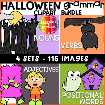Preview of Halloween Grammar Clipart Bundle | Halloween Clipart Parts of Speech