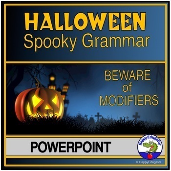 Preview of Halloween Grammar: Misplaced and Dangling Modifiers PowerPoint with Worksheet