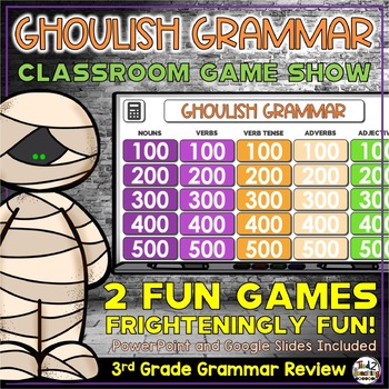 Preview of Halloween Grammar Review PowerPoint Game Show for 3rd Grade