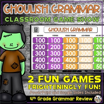 Preview of Halloween Grammar Review PowerPoint Game Show for 4th Grade