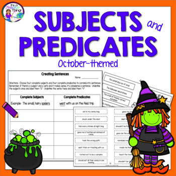 Preview of Halloween Activities - Subjects and Predicates October Grammar Activities