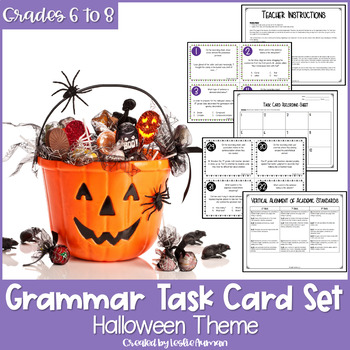 Preview of Halloween Grammar Task Cards