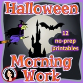 Halloween Grammar and Math No-Prep Printables for Morning Work