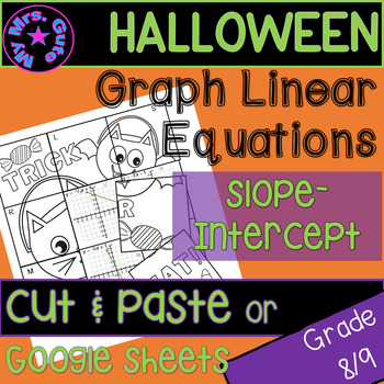 Preview of Halloween Graph Linear Equations Activity Worksheet or Digital Picture