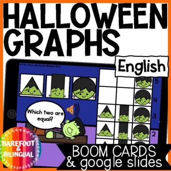 Preview of Halloween Graphs Boom Cards & Google Slides | English - Early Childhood Math