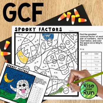 Preview of Halloween Greatest Common Factor Coloring Worksheet