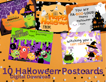 Preview of Halloween Greeting Postcards, Halloween Cards, Halloween Greeting Cards, Hallowe