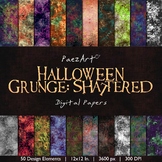 Halloween Grunge: Shattered Digital Paper Backgrounds, Cre