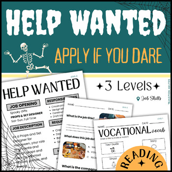 Preview of Halloween HELP WANTED | Job Listing Reading Comprehension | Vocational Activity