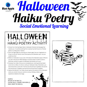 Preview of Halloween Haiku Poetry Social Emotional Learning Activity K-12
