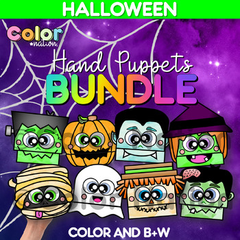 Preview of Halloween Hand Puppets BUNDLE Craft - Coloring Pages - Spooky Activities