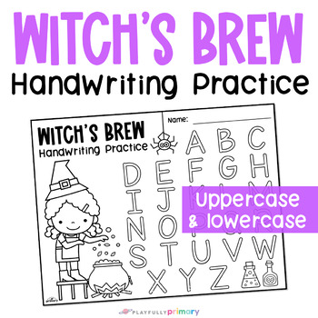Preview of Halloween Handwriting Alphabet Tracing, Hocus Pocus Witches Brew Coloring