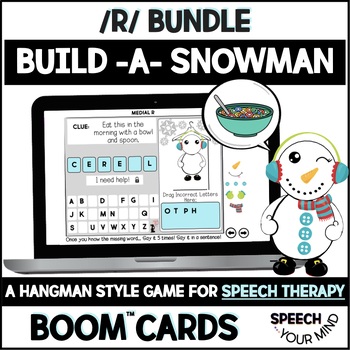 Preview of R Sounds Winter Articulation Hangman Boom Cards™ BUNDLE | Build A Snowman