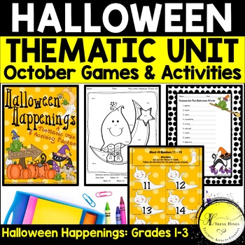 Preview of Halloween Math & Reading Activities Puzzles Worksheets Games 1st, 2nd, 3rd Grade