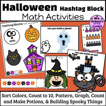Preview of Halloween Hashtag Blocks Math Activities
