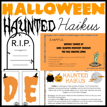 Preview of Halloween Haunted Haikus Writing Poetry Activity (Presentation and Printables)