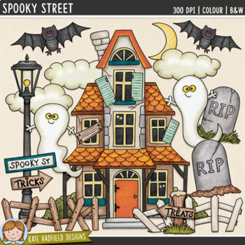 Preview of Halloween Haunted House Clip Art: Spooky Street (Kate Hadfield Designs)