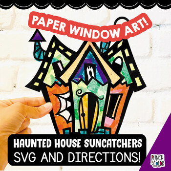 Preview of Halloween Haunted House Craft for Preschool | Paper Fall Art Activity SVG