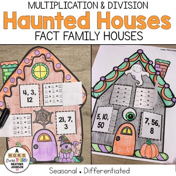 Preview of Halloween Haunted House Fact Families Multiplication and Division