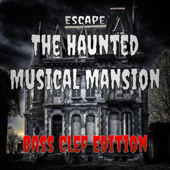 Preview of Halloween Haunted House Virtual Music Escape Room- Bass Clef Game