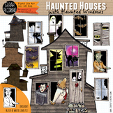 Halloween Haunted Houses and Haunted Windows Clip Art