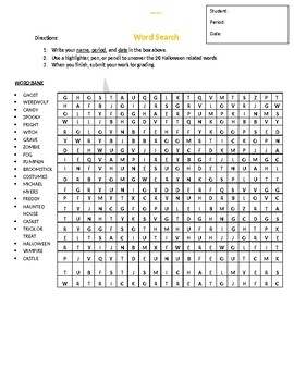 Preview of Halloween Hideout Word Search Puzzle