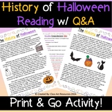 Halloween History Reading w/ Q&A - KEY Included! [Symbols,