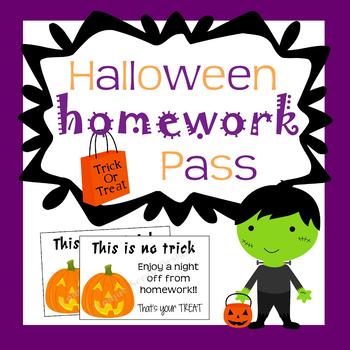 halloween homework pass printable